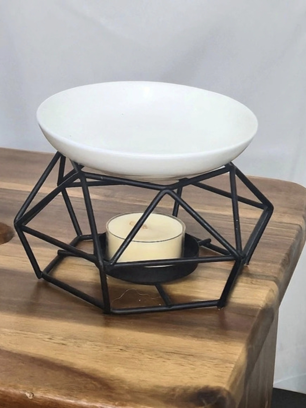 Geometric Tea Light Candle Wax Warmer in Black & White